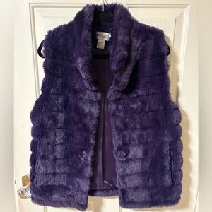 Newport News Rich Purple Faux Fur Vest Sz: Small